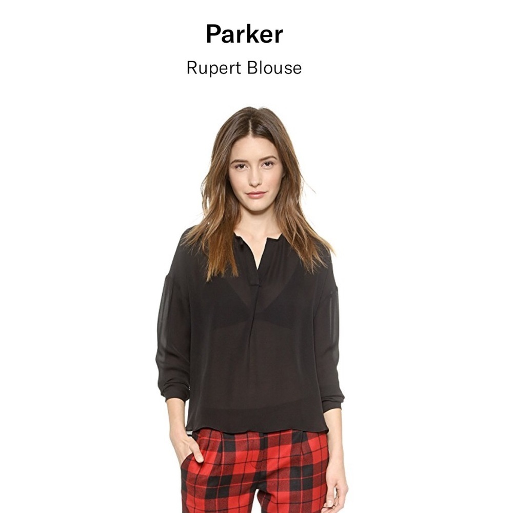 Parker Rupert 100% Silk Black Blouse- Medium